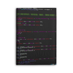 Обложка для автодокументов с принтом Программный код в Екатеринбурге, натуральная кожа |  размер 19,9*13 см; внутри 4 больших “конверта” для документов и один маленький отдел — туда идеально встанут права | Тематика изображения на принте: computer code | hacker | html | it | php | technology | код | компьютеры | материнская плата | программист | хакер