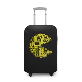 Чехол для чемодана 3D с принтом Pac-Man в Екатеринбурге, 86% полиэфир, 14% спандекс | двустороннее нанесение принта, прорези для ручек и колес | game | gamer | gaming | nds | nintendo | pac man | ps3 | ps4 | psp | wii | xbox | аркада | джойстик | игра | игровая приставка | игры | классика игр | контроллер | пакман