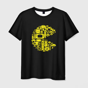 Мужская футболка 3D с принтом Pac-Man в Екатеринбурге, 100% полиэфир | прямой крой, круглый вырез горловины, длина до линии бедер | game | gamer | gaming | nds | nintendo | pac man | ps3 | ps4 | psp | wii | xbox | аркада | джойстик | игра | игровая приставка | игры | классика игр | контроллер | пакман
