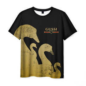 Мужская футболка 3D с принтом GUSSI GOLD в Екатеринбурге, 100% полиэфир | прямой крой, круглый вырез горловины, длина до линии бедер | Тематика изображения на принте: fasion | gold | gucci | gussi | trend | гусси | гуччи | золото | золотой | мода | одежда | тренд | тренды