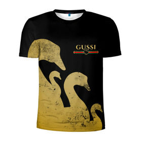Мужская футболка 3D спортивная с принтом GUSSI GOLD в Екатеринбурге, 100% полиэстер с улучшенными характеристиками | приталенный силуэт, круглая горловина, широкие плечи, сужается к линии бедра | fasion | gold | gucci | gussi | trend | гусси | гуччи | золото | золотой | мода | одежда | тренд | тренды