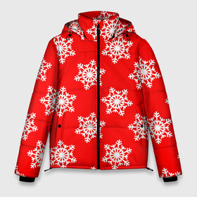 Мужская зимняя куртка 3D с принтом Новогодние снежинки в Екатеринбурге, верх — 100% полиэстер; подкладка — 100% полиэстер; утеплитель — 100% полиэстер | длина ниже бедра, свободный силуэт Оверсайз. Есть воротник-стойка, отстегивающийся капюшон и ветрозащитная планка. 

Боковые карманы с листочкой на кнопках и внутренний карман на молнии. | Тематика изображения на принте: christmas | new year | snow | ёлка | зима | каникулы | новогодний паттерн | новый год | праздник | рождество | снег | снежинки