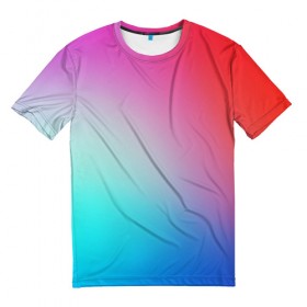 Мужская футболка 3D с принтом Colorful Gradient в Екатеринбурге, 100% полиэфир | прямой крой, круглый вырез горловины, длина до линии бедер | Тематика изображения на принте: abstract | blue | gradient | iphone | red | theme | абстракция | айфон | градиент | заставка | тема