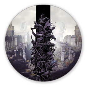 Коврик для мышки круглый с принтом Dark Souls Boss Collaboration в Екатеринбурге, резина и полиэстер | круглая форма, изображение наносится на всю лицевую часть | boss | dark souls | demons | skull | демоны | кости | темные души | черепа