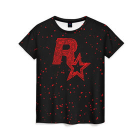 Женская футболка 3D с принтом Rockstar в Екатеринбурге, 100% полиэфир ( синтетическое хлопкоподобное полотно) | прямой крой, круглый вырез горловины, длина до линии бедер | auto | dead | grand | gta | gta5 | rdr | red | redemption | rockstar | theft | рокстар