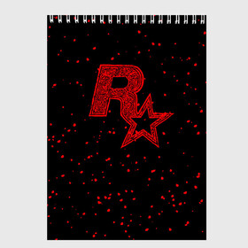 Скетчбук с принтом Rockstar в Екатеринбурге, 100% бумага
 | 48 листов, плотность листов — 100 г/м2, плотность картонной обложки — 250 г/м2. Листы скреплены сверху удобной пружинной спиралью | auto | dead | grand | gta | gta5 | rdr | red | redemption | rockstar | theft | рокстар