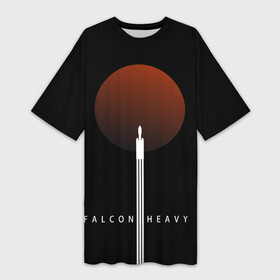 Платье-футболка 3D с принтом Falcon Heavy в Екатеринбурге,  |  | falcon heavy | ilon mask | spacex | tesla | tesla roadster | илон маск | спейс икс | спейс экс | тесла | тесла родстер