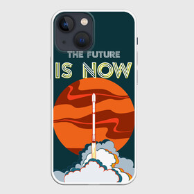 Чехол для iPhone 13 mini с принтом THE FUTURE IS NOW в Екатеринбурге,  |  | falcon heavy | ilon mask | spacex | tesla | tesla roadster | the future | илон маск | спейс икс | спейс экс | тесла | тесла родстер