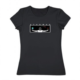 Женская футболка хлопок с принтом STARMAN в Екатеринбурге, 100% хлопок | прямой крой, круглый вырез горловины, длина до линии бедер, слегка спущенное плечо | 