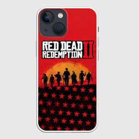 Чехол для iPhone 13 mini с принтом Red Dead Redemption 2 в Екатеринбурге,  |  | dead | die | flag | game | games | gta | rdr | rdr2 | red | redemption | rockstar | sun | sunset | western | вестерн | выкуп | гта | дикий | закат | запад | игра | игры | красный | мертвый | поле | рдр | рдр2 | рокстар | солнце