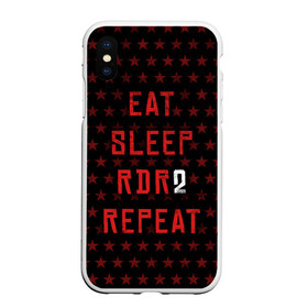 Чехол для iPhone XS Max матовый с принтом Eat Sleep RDR2 Repeat в Екатеринбурге, Силикон | Область печати: задняя сторона чехла, без боковых панелей | Тематика изображения на принте: dead | die | eat | flag | game | games | gta | rdr | rdr2 | red | redemption | repeat | rockstar | sleep | sun | western | вестерн | выкуп | гта | дикий | запад | игра | игры | красный | мертвый | рдр | рдр2 | рокстар | солнце