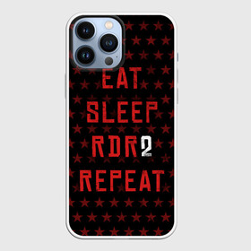 Чехол для iPhone 13 Pro Max с принтом Eat Sleep RDR2 Repeat в Екатеринбурге,  |  | Тематика изображения на принте: dead | die | eat | flag | game | games | gta | rdr | rdr2 | red | redemption | repeat | rockstar | sleep | sun | western | вестерн | выкуп | гта | дикий | запад | игра | игры | красный | мертвый | рдр | рдр2 | рокстар | солнце