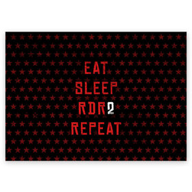 Поздравительная открытка с принтом Eat Sleep RDR2 Repeat в Екатеринбурге, 100% бумага | плотность бумаги 280 г/м2, матовая, на обратной стороне линовка и место для марки
 | dead | die | eat | flag | game | games | gta | rdr | rdr2 | red | redemption | repeat | rockstar | sleep | sun | western | вестерн | выкуп | гта | дикий | запад | игра | игры | красный | мертвый | рдр | рдр2 | рокстар | солнце