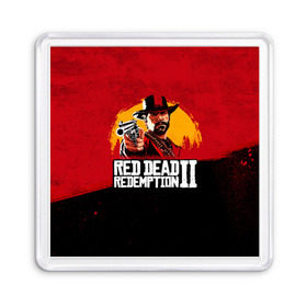 Магнит 55*55 с принтом Red Dead Redemption 2 в Екатеринбурге, Пластик | Размер: 65*65 мм; Размер печати: 55*55 мм | dead | die | flag | game | games | gta | rdr | rdr2 | red | redemption | rockstar | sun | sunset | western | вестерн | выкуп | гта | дикий | закат | запад | игра | игры | красный | мертвый | поле | рдр | рдр2 | рокстар | солнце