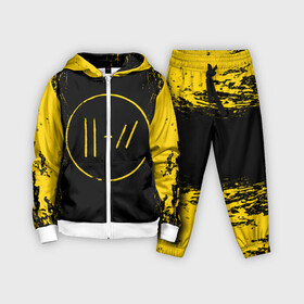 Детский костюм 3D с принтом TWENTY ONE PILOTS | 21 PILOTS | TOP в Екатеринбурге,  |  | 21 pilots | 21p | dyrty | music | paints | rock | top | trench | twenty one pilots | yellow | брызги | группа | краска.пятна | музыка | рок