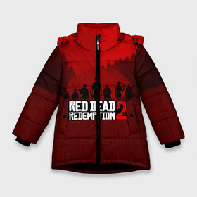Зимняя куртка для девочек 3D с принтом RED DEAD REDEMPTION 2 в Екатеринбурге, ткань верха — 100% полиэстер; подклад — 100% полиэстер, утеплитель — 100% полиэстер. | длина ниже бедра, удлиненная спинка, воротник стойка и отстегивающийся капюшон. Есть боковые карманы с листочкой на кнопках, утяжки по низу изделия и внутренний карман на молнии. 

Предусмотрены светоотражающий принт на спинке, радужный светоотражающий элемент на пуллере молнии и на резинке для утяжки. | game | red dead | red dead redemption 2 | redemption 2 | rockstar games | бандиты | дикий запад | игры | ковбои | оружие