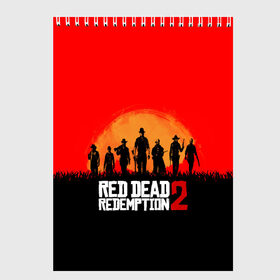 Скетчбук с принтом Red Dead Redemption в Екатеринбурге, 100% бумага
 | 48 листов, плотность листов — 100 г/м2, плотность картонной обложки — 250 г/м2. Листы скреплены сверху удобной пружинной спиралью | game | red dead | red dead redemption 2 | redemption 2 | rockstar games | бандиты | дикий запад | игры | ковбои | оружие