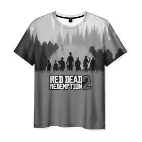 Мужская футболка 3D с принтом RED DEAD REDEMPTION 2 в Екатеринбурге, 100% полиэфир | прямой крой, круглый вырез горловины, длина до линии бедер | game | red dead | red dead redemption 2 | redemption 2 | rockstar games | бандиты | дикий запад | игры | ковбои | оружие