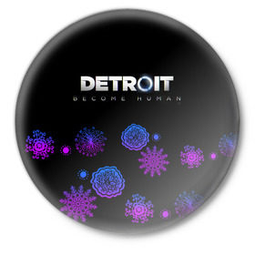 Значок с принтом Новогодний Detroit: Become human в Екатеринбурге,  металл | круглая форма, металлическая застежка в виде булавки | Тематика изображения на принте: 