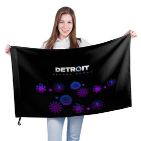 Флаг 3D с принтом Новогодний Detroit: Become human в Екатеринбурге, 100% полиэстер | плотность ткани — 95 г/м2, размер — 67 х 109 см. Принт наносится с одной стороны | 