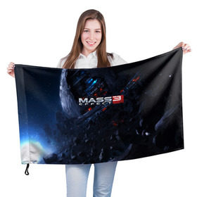 Флаг 3D с принтом MASS EFFECT 3 в Екатеринбурге, 100% полиэстер | плотность ткани — 95 г/м2, размер — 67 х 109 см. Принт наносится с одной стороны | 