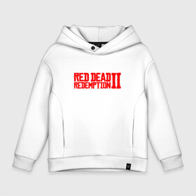 Детское худи Oversize хлопок с принтом Red Dead Redemption 2 в Екатеринбурге, френч-терри — 70% хлопок, 30% полиэстер. Мягкий теплый начес внутри —100% хлопок | боковые карманы, эластичные манжеты и нижняя кромка, капюшон на магнитной кнопке | game | logo | rdr2 | red dead redemption 2 | rockstar studios | игры | логотип