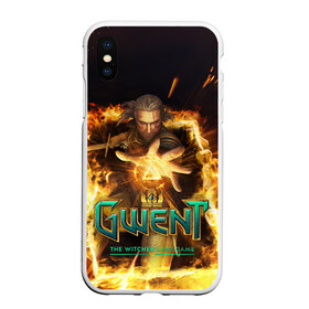 Чехол для iPhone XS Max матовый с принтом GWENT The Witcher Card Game в Екатеринбурге, Силикон | Область печати: задняя сторона чехла, без боковых панелей | blood | dota | game | games | gwent | player | rpg | the | witcher | ведьмак | война | войны | волк | волки | гвент | гвинт | геральт | игра | игрок | игры | карточная | карты | кровь | лого | меч | полосы | рпг | символ | символы | три