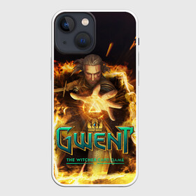 Чехол для iPhone 13 mini с принтом GWENT: The Witcher Card Game в Екатеринбурге,  |  | Тематика изображения на принте: blood | dota | game | games | gwent | player | rpg | the | witcher | ведьмак | война | войны | волк | волки | гвент | гвинт | геральт | игра | игрок | игры | карточная | карты | кровь | лого | меч | полосы | рпг | символ | символы | три