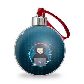 Ёлочный шар с принтом Anonymous hacker в Екатеринбурге, Пластик | Диаметр: 77 мм | anonymous | hacker | it | аноним | взлом | компьютер | ноутбук | программист | хакер