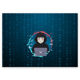 Поздравительная открытка с принтом Anonymous hacker в Екатеринбурге, 100% бумага | плотность бумаги 280 г/м2, матовая, на обратной стороне линовка и место для марки
 | anonymous | hacker | it | аноним | взлом | компьютер | ноутбук | программист | хакер