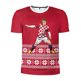 Мужская футболка 3D спортивная с принтом Luka Modric в Екатеринбурге, 100% полиэстер с улучшенными характеристиками | приталенный силуэт, круглая горловина, широкие плечи, сужается к линии бедра | luka modric | modric | new yaer | зима футбол | модрич | новый год | новый год футбол | футбол | футбол новый год