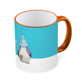 Кружка 3D с принтом Милые пингвинчики в Екатеринбурге, керамика | ёмкость 330 мл | christmas | new | pinguin | snow | snowflakes | winter | xmas | year | год | зима | новый | пингвин | рождество | снег | снежинки