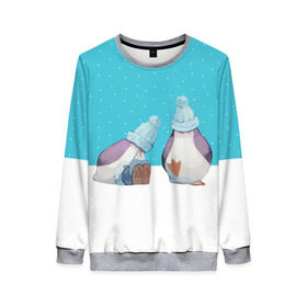 Женский свитшот 3D с принтом Милые пингвинчики в Екатеринбурге, 100% полиэстер с мягким внутренним слоем | круглый вырез горловины, мягкая резинка на манжетах и поясе, свободная посадка по фигуре | christmas | new | pinguin | snow | snowflakes | winter | xmas | year | год | зима | новый | пингвин | рождество | снег | снежинки