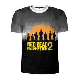 Мужская футболка 3D спортивная с принтом RED DEAD REDEMPTION 2 в Екатеринбурге, 100% полиэстер с улучшенными характеристиками | приталенный силуэт, круглая горловина, широкие плечи, сужается к линии бедра | dead | game | red dead redemption 2 | redemption 2 | rockstar games | бандиты | дикий запад | игры | ковбои | оружие