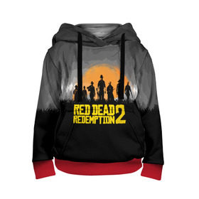 Детская толстовка 3D с принтом RED DEAD REDEMPTION 2 в Екатеринбурге, 100% полиэстер | двухслойный капюшон со шнурком для регулировки, мягкие манжеты на рукавах и по низу толстовки, спереди карман-кенгуру с мягким внутренним слоем | dead | game | red dead redemption 2 | redemption 2 | rockstar games | бандиты | дикий запад | игры | ковбои | оружие