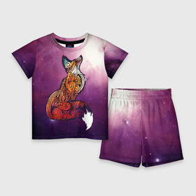 Детский костюм с шортами 3D с принтом Космическая Лиса в Екатеринбурге,  |  | cute | fox | foxes | ginger | space | tail | забавная | космическая | космокот | космонавт | космонавты | космос | лис | лиса | лисица | лисицы | лисичка | лисички | лисы | милая | рыжая | рыжие | смешная | фыр | хвост