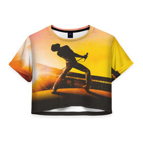 Женская футболка 3D укороченная с принтом Queen Bohemian Rhapsody в Екатеринбурге, 100% полиэстер | круглая горловина, длина футболки до линии талии, рукава с отворотами | band | bohemian | film | freddie | legend | mercury | movie | queen | rhapsody | rock | singer | богемская | вокалист | группа | квин | кино | куин | легенда | меркури | меркьюри | меркюри | певец | рапсодия | рок | фильм | фредди