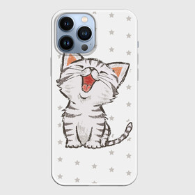 Чехол для iPhone 13 Pro Max с принтом Милейший Котик в Екатеринбурге,  |  | cat | cats | cute | kitten | kitty | pussy | smile | звезды | кот | котенок | котик | котики | коты | котята | кошечка | кошечки | кошка | кошки | милая | милота | милый | полосатый | смеется | улыбается | улыбака | улыбка