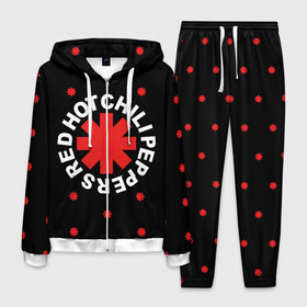 Мужской костюм 3D с принтом Red Hot Chili Peppers в Екатеринбурге, 100% полиэстер | Манжеты и пояс оформлены тканевой резинкой, двухслойный капюшон со шнурком для регулировки, карманы спереди | chili | cross | hot | logo | music | peppers | red | red hot chili peppers | rhcp | rock | star | symbol | звезда | звездочка | красная | красный | крест | логотип | музыка | перцы | рок | символ | цветок | цветочек | чили