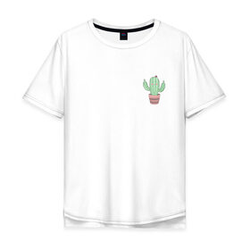 Мужская футболка хлопок Oversize с принтом Fucktus-2 в Екатеринбурге, 100% хлопок | свободный крой, круглый ворот, “спинка” длиннее передней части | Тематика изображения на принте: cactus | you | аргументы | иголки | кактус | карман | колючий | растение