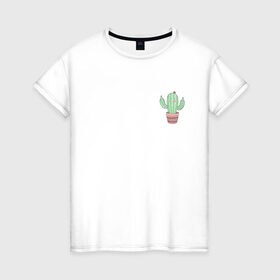 Женская футболка хлопок с принтом Fucktus-2 в Екатеринбурге, 100% хлопок | прямой крой, круглый вырез горловины, длина до линии бедер, слегка спущенное плечо | cactus | you | аргументы | иголки | кактус | карман | колючий | растение