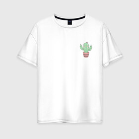 Женская футболка хлопок Oversize с принтом Fucktus-2 в Екатеринбурге, 100% хлопок | свободный крой, круглый ворот, спущенный рукав, длина до линии бедер
 | cactus | you | аргументы | иголки | кактус | карман | колючий | растение