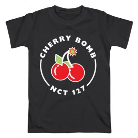 Мужская футболка хлопок с принтом Cherry Bomb в Екатеринбурге, 100% хлопок | прямой крой, круглый вырез горловины, длина до линии бедер, слегка спущенное плечо. | 127 | bomb | cherry | k pop | korea | kpop | nct | pop | бомб | бомба | вишневая | корейцы | корея | нст | черри