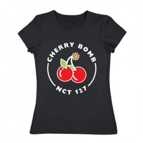 Женская футболка хлопок с принтом Cherry Bomb в Екатеринбурге, 100% хлопок | прямой крой, круглый вырез горловины, длина до линии бедер, слегка спущенное плечо | 127 | bomb | cherry | k pop | korea | kpop | nct | pop | бомб | бомба | вишневая | корейцы | корея | нст | черри