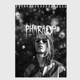 Скетчбук с принтом PHARAOH DARK в Екатеринбурге, 100% бумага
 | 48 листов, плотность листов — 100 г/м2, плотность картонной обложки — 250 г/м2. Листы скреплены сверху удобной пружинной спиралью | Тематика изображения на принте: dark | dead | dolor | dynasty | hip | hop | pharaoh | phlora | phloyd | phosphor | rap | raper | redrum | russian | skr | tattoo | yungrussia | глеб | голубин | мрачный | репер | русский | рэп | скр | уаджет | фара | фараон | хип | хоп
