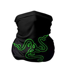 Бандана-труба 3D с принтом RAZER в Екатеринбурге, 100% полиэстер, ткань с особыми свойствами — Activecool | плотность 150‒180 г/м2; хорошо тянется, но сохраняет форму | Тематика изображения на принте: 101 | brand | company | gamer | green | logo | mamba | naga | player | razer | rzr | snake | бренд | железо | зеленый | змея | компания | лого | рейзер | софт