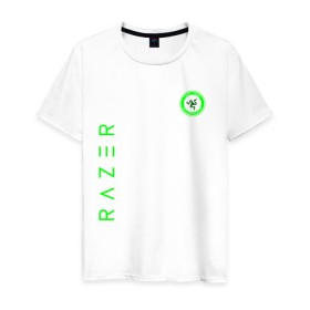 Мужская футболка хлопок с принтом RAZER в Екатеринбурге, 100% хлопок | прямой крой, круглый вырез горловины, длина до линии бедер, слегка спущенное плечо. | Тематика изображения на принте: 101 | brand | company | gamer | green | logo | mamba | naga | player | razer | rzr | snake | бренд | железо | зеленый | змея | компания | лого | рейзер | софт