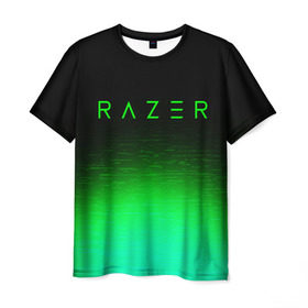 Мужская футболка 3D с принтом RAZER в Екатеринбурге, 100% полиэфир | прямой крой, круглый вырез горловины, длина до линии бедер | 101 | brand | company | gamer | green | logo | mamba | naga | player | razer | rzr | snake | бренд | железо | зеленый | змея | компания | лого | рейзер | софт