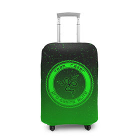 Чехол для чемодана 3D с принтом RAZER SPACE в Екатеринбурге, 86% полиэфир, 14% спандекс | двустороннее нанесение принта, прорези для ручек и колес | 101 | brand | company | gamer | green | logo | mamba | naga | player | razer | rzr | snake | space | бренд | железо | зеленый | змея | компания | космос | лого | рейзер | софт