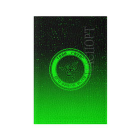 Обложка для паспорта матовая кожа с принтом RAZER SPACE в Екатеринбурге, натуральная матовая кожа | размер 19,3 х 13,7 см; прозрачные пластиковые крепления | 101 | brand | company | gamer | green | logo | mamba | naga | player | razer | rzr | snake | space | бренд | железо | зеленый | змея | компания | космос | лого | рейзер | софт